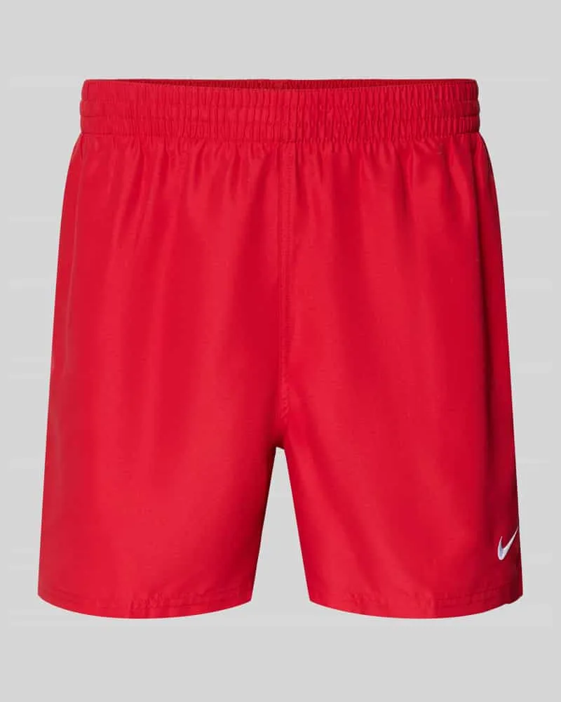 Nike Badeshorts mit Logo-Stitching und Eingrifftaschen Rot