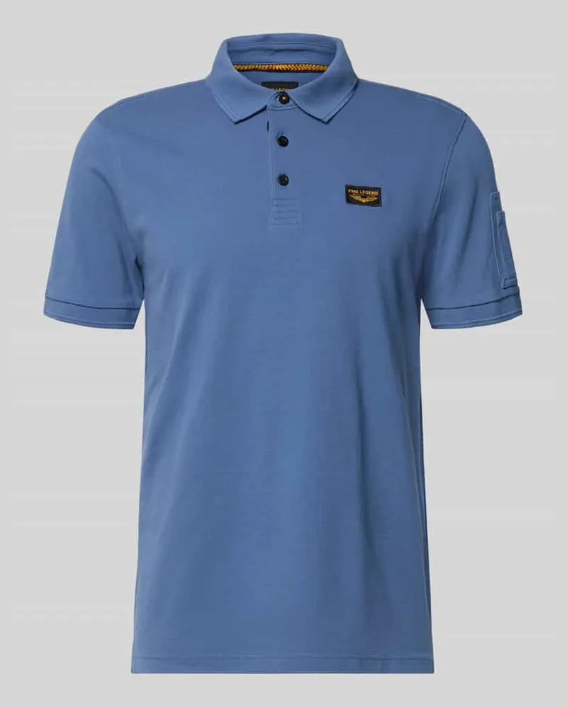 PME Legend Slim Fit Poloshirt mit Logo-Patch Jeansblau