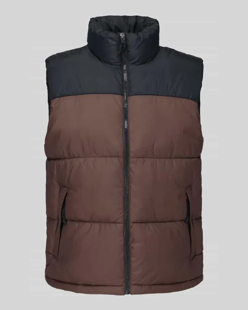 Only & Sons Steppweste mit hohem Stehkragen Dunkelbraun