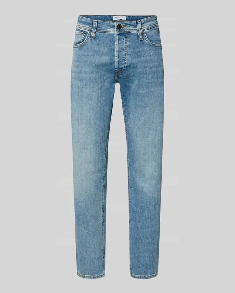 Jack & Jones Slim Fit Jeans im 5-Pocket Design Modell 'Mike Hellblau