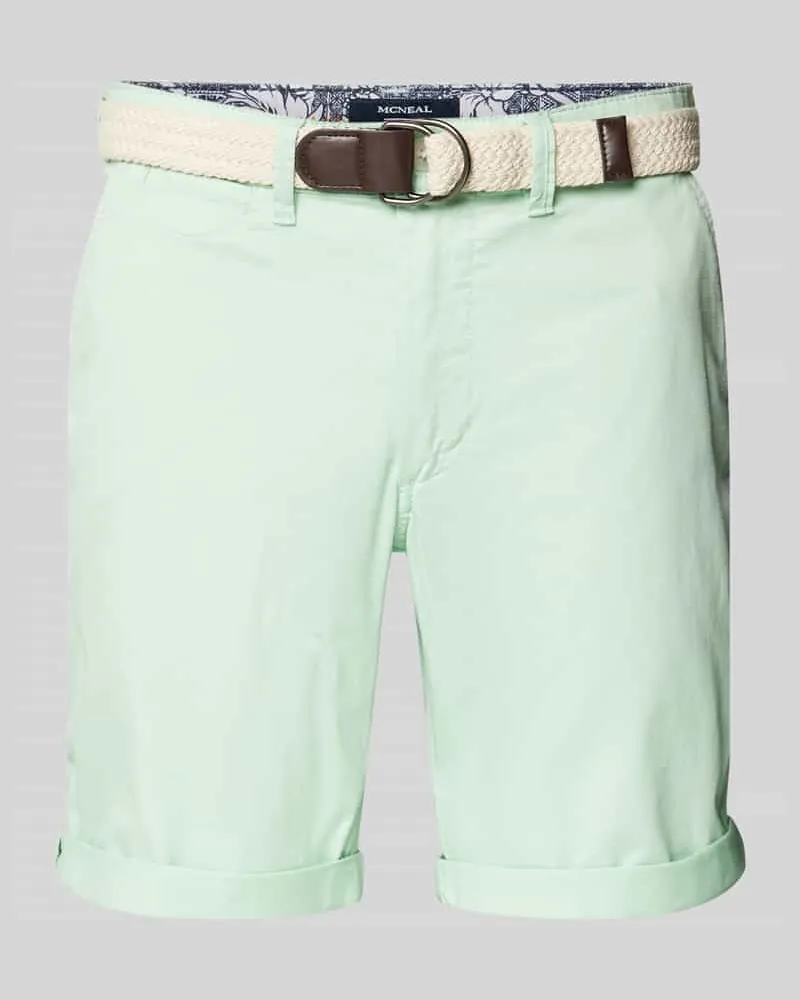 McNeal Slim Fit Bermudas mit Gürtel Grass