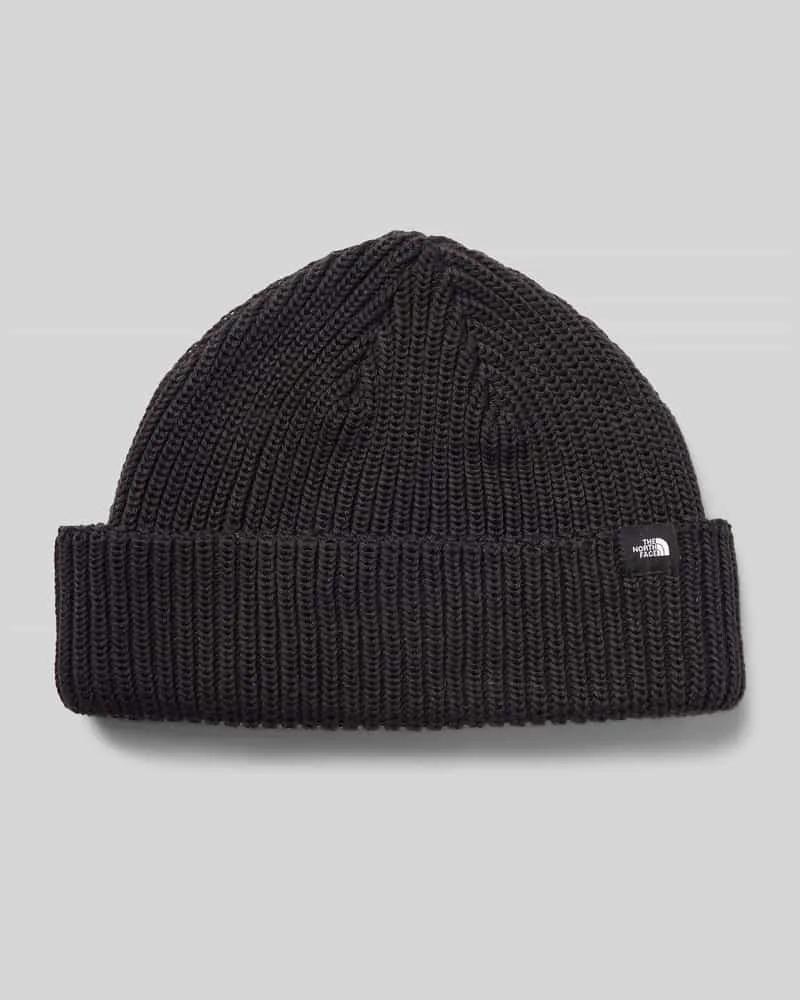 The North Face Strickmütze mit breitem Umschlag und Label-Detail Black