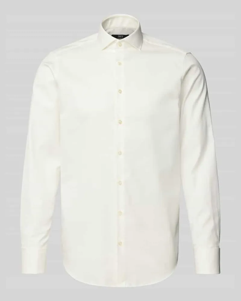 JAKE*S Regular Fit Businesshemd aus Twill Ecru
