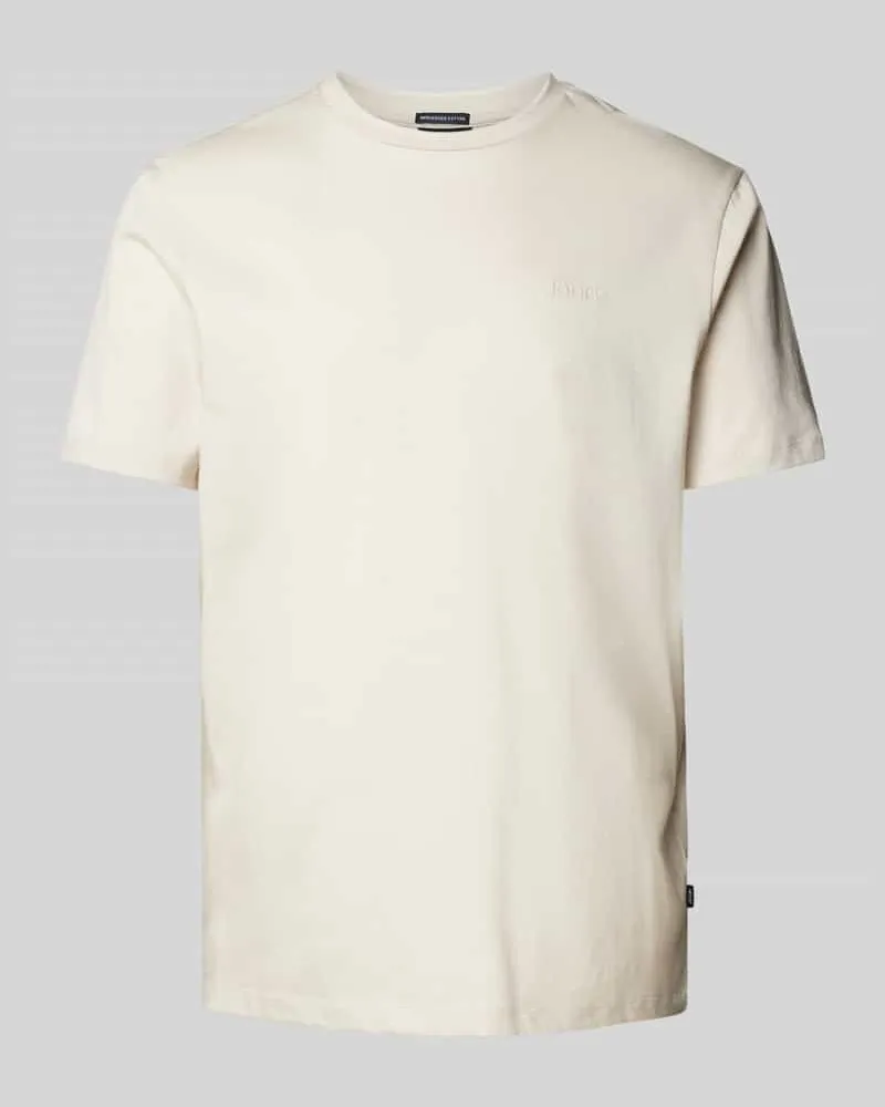JOOP! T-Shirt mit geripptem Rundhalsausschnitt Modell 'Cosmo Offwhite