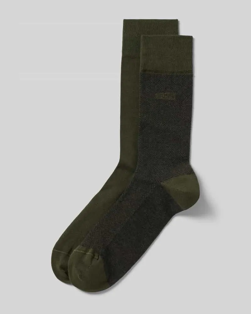 HUGO BOSS Strümpfe aus Baumwoll-Mix im 2er-Pack Oliv