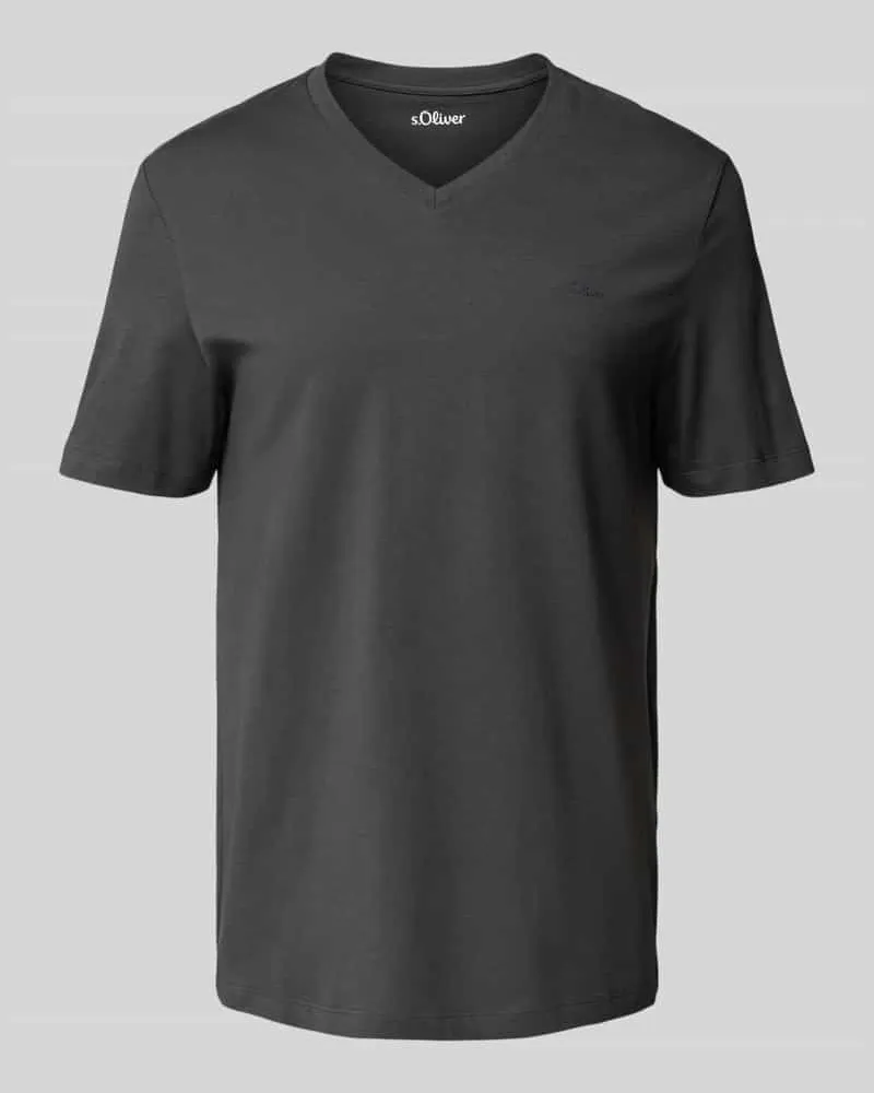 S.Oliver Regular Fit T-Shirt aus reiner Baumwolle Anthrazit