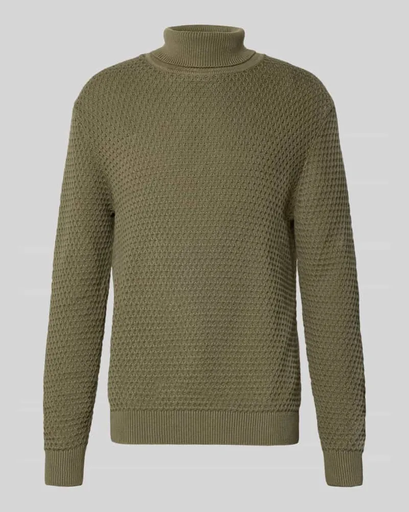 McNeal Rollkragenpullover mit gerippten Abschlüssen Oliv