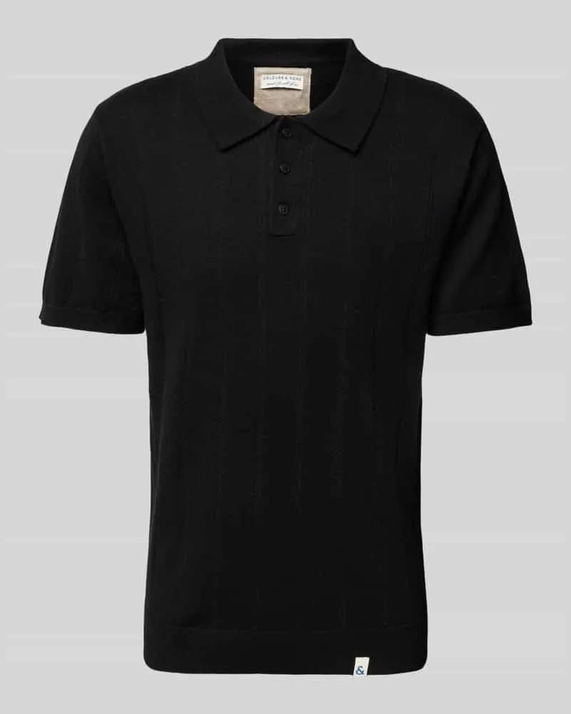 colours & sons Slim Fit Poloshirt mit Leinen-Anteil Black
