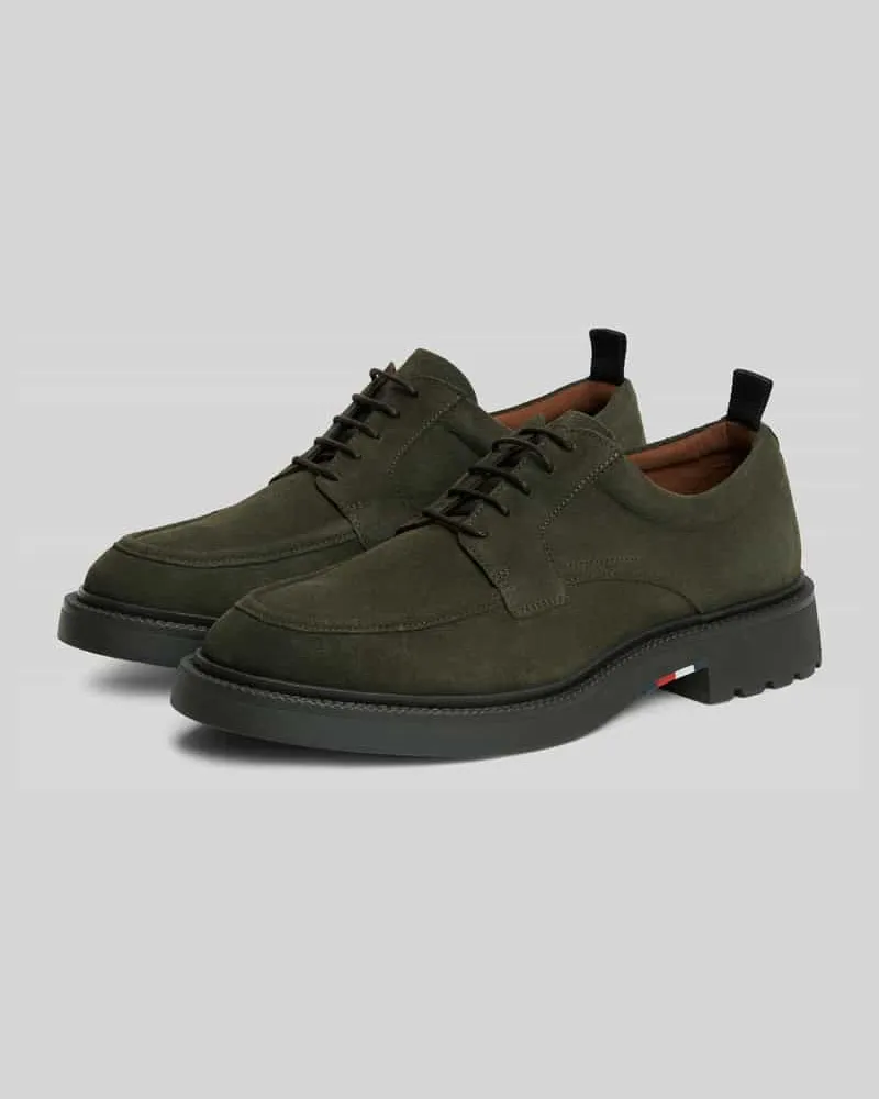 Tommy Hilfiger Schnürschuhe aus echtem Leder mit Logo-Prägung Oliv