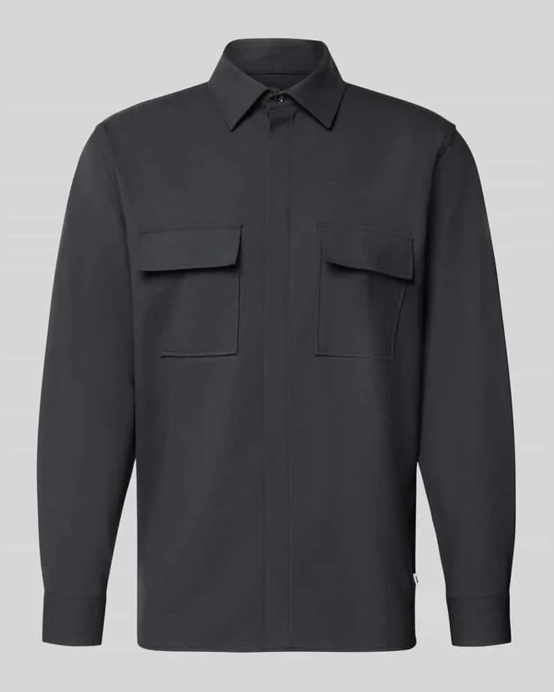 Digel Relaxed Fit Hemdjacke mit Schurwoll-Anteil Model 'Arion Black