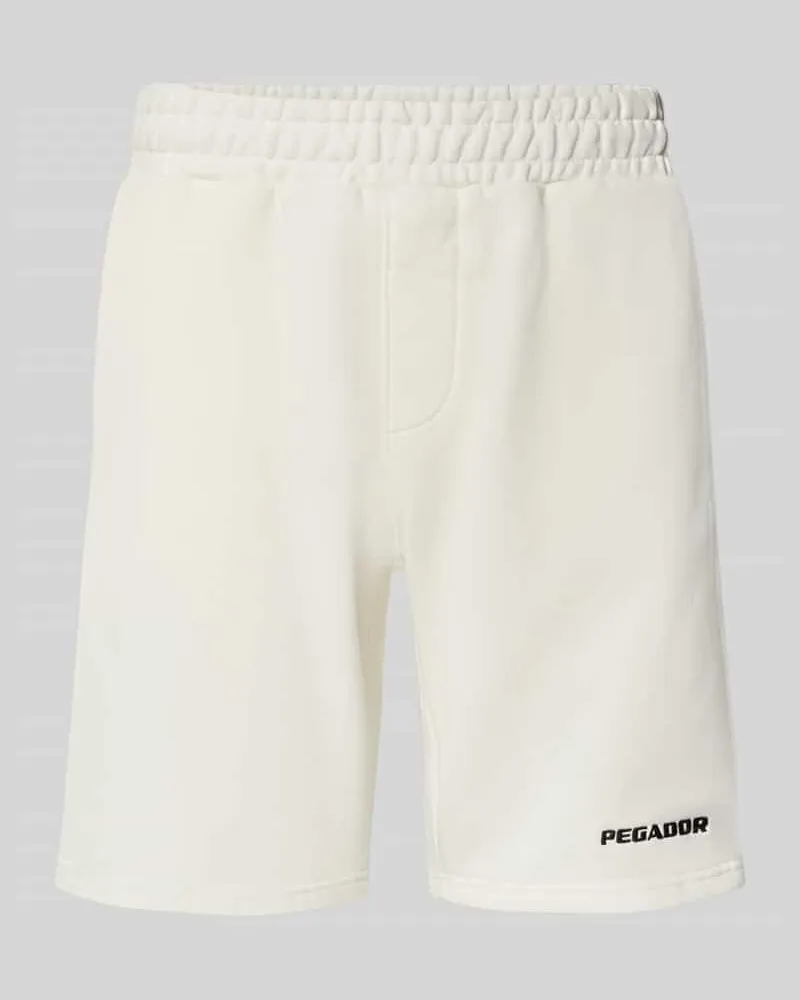 PEGADOR Shorts mit elastischem Bund und Logo-Stitching Offwhite