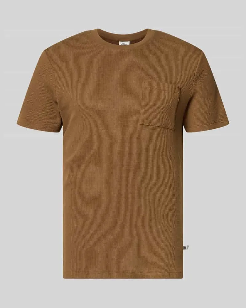 S.Oliver Regular Fit T-Shirt aus Baumwoll-Mix Mittelbraun