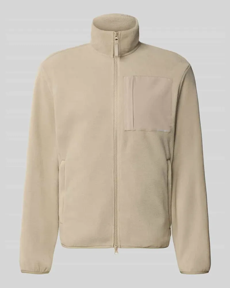 Jack & Jones Regular Fit Fleecejacke mit Zweiwege-Reißverschluss Modell 'MASON Beige