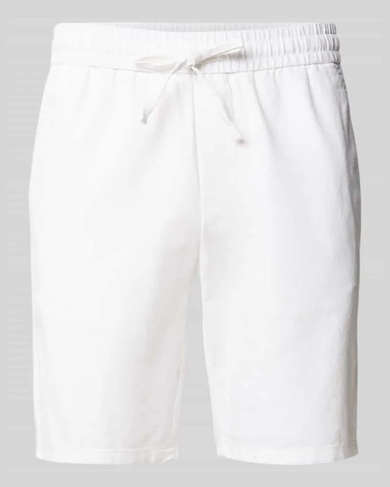 Only & Sons Regular Fit Shorts aus Baumwoll-Leinen-Mix Modell 'LINUS Weiss