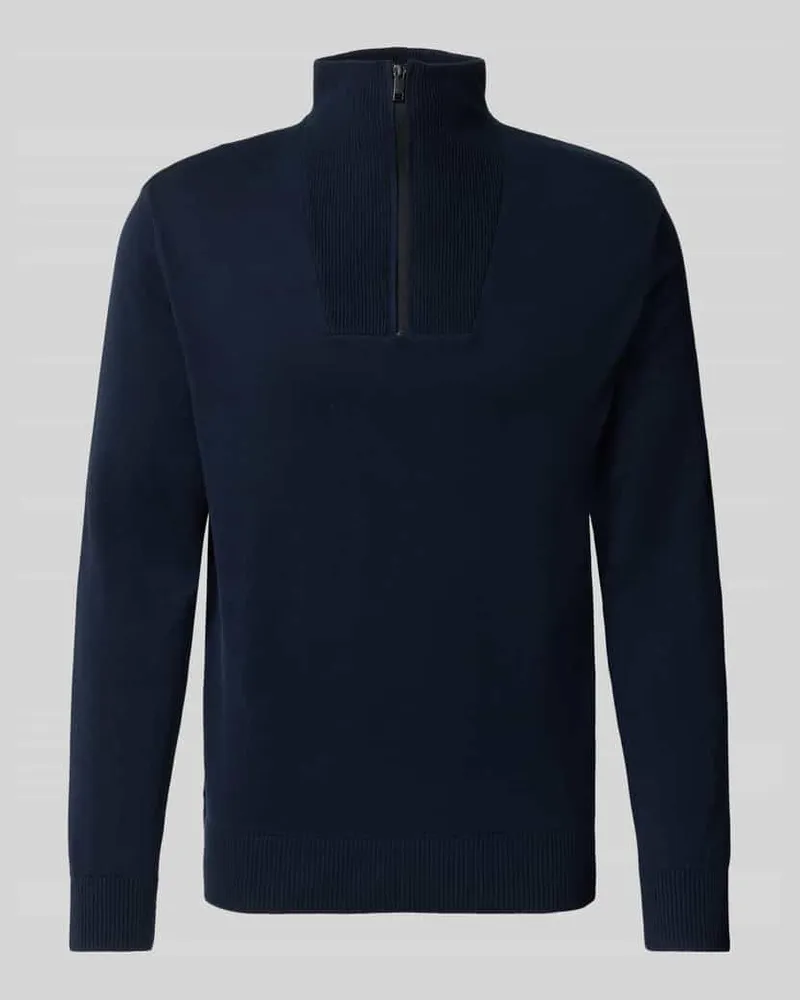 Tom Tailor Regular Fit Troyer aus reiner Baumwolle Dunkelblau
