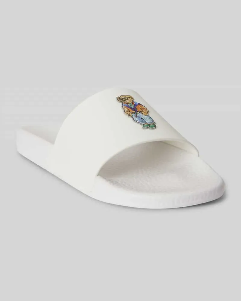 Ralph Lauren Badeschuhe mit Polo Bear Print Weiss