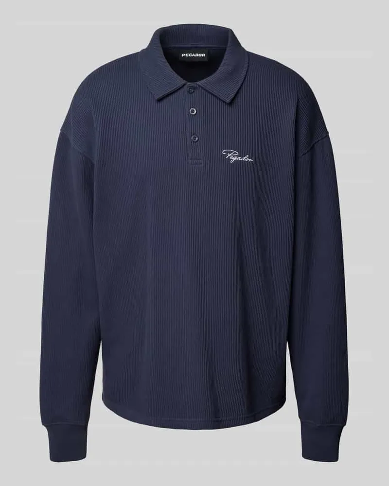 PEGADOR Longsleeve mit Logo-Stitching und Polokragen 