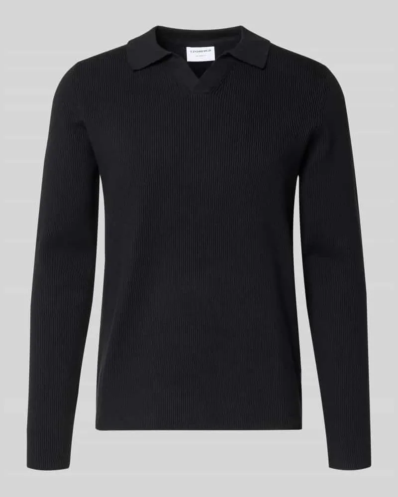 Lindbergh Relaxed Fit Strickpullover in Ripp-Optik Black