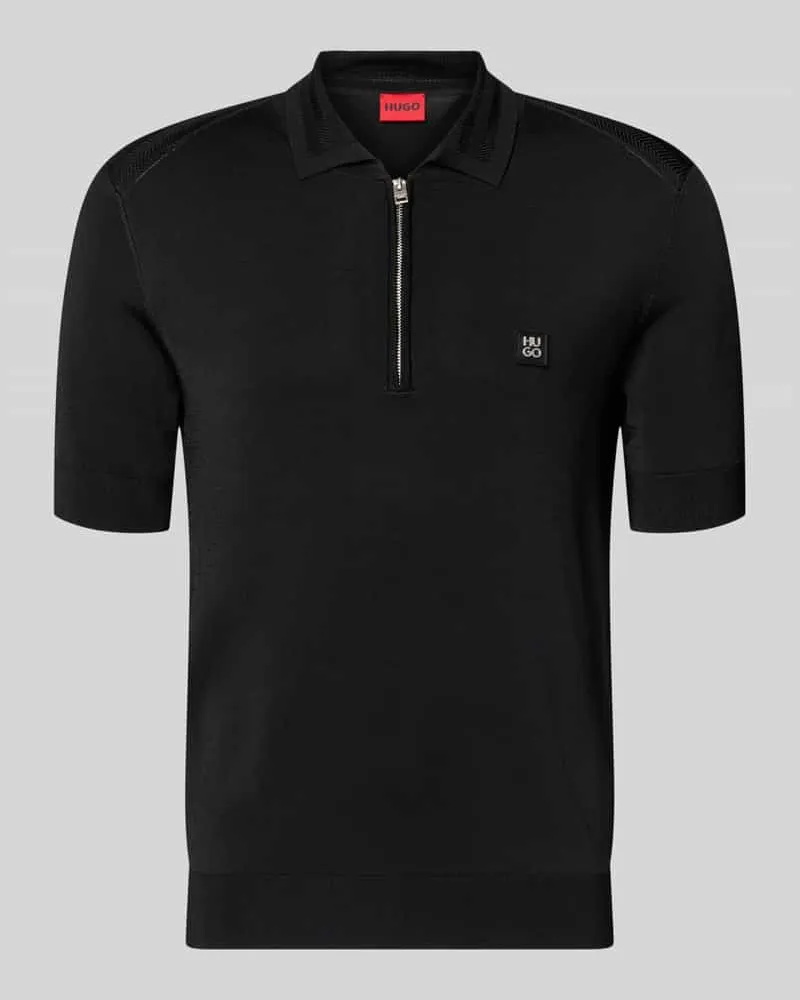 HUGO BOSS Regular Fit Poloshirt aus Viskose-Mix Modell 'SAYFONG-4 Black