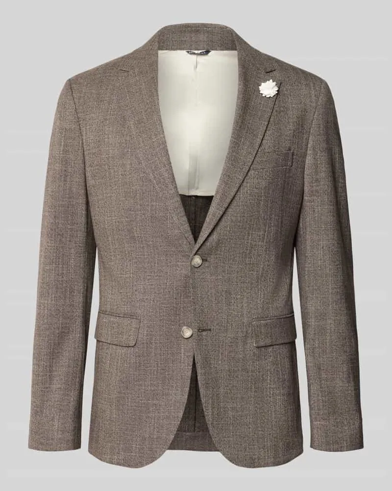 McNeal Slim Fit 2-Knopf-Sakko mit Reverskragen Mittelbraun