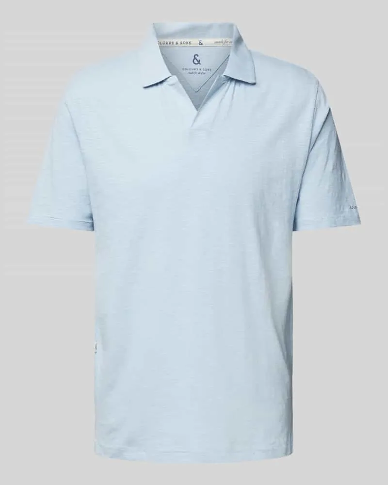 colours & sons Slim Fit Poloshirt aus Baumwoll-Leinen-Mix Anthrazit