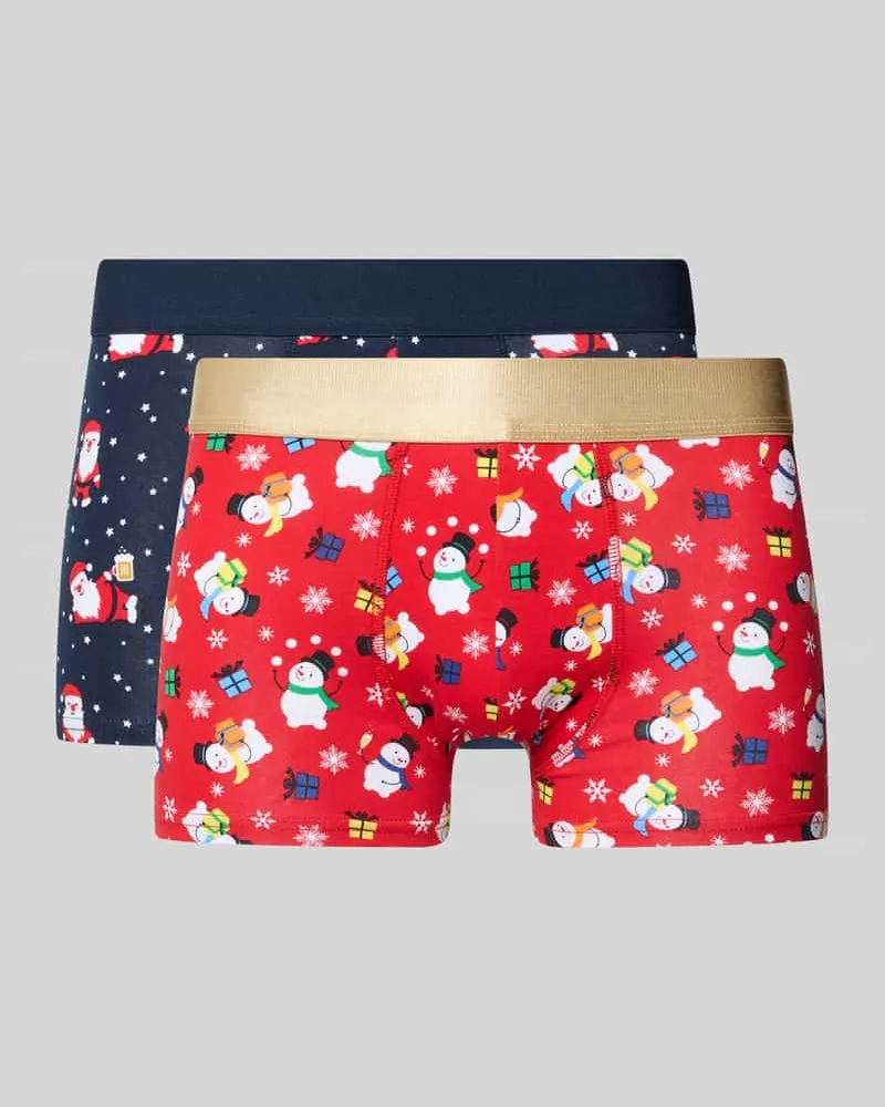 Christian Berg Trunks im Allover-Look im 2er-Pack Rot