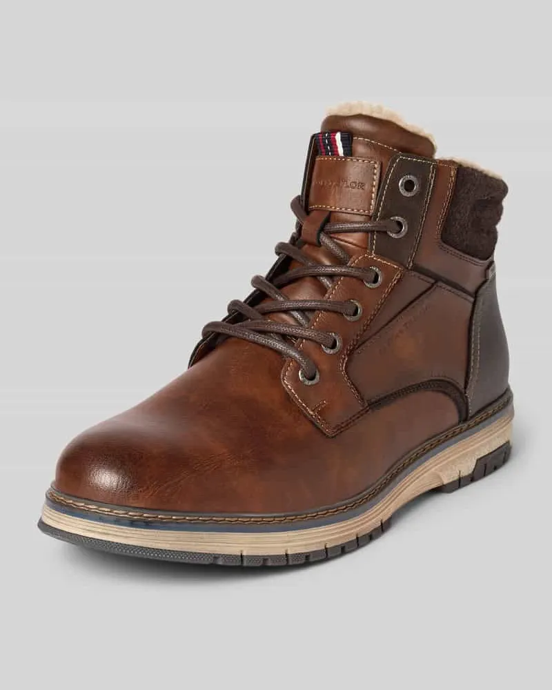 Tom Tailor Schnürstiefel in Lederoptik Modell 'OLWIN Cognac