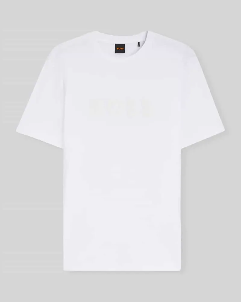 HUGO BOSS Regular Fit T-Shirt aus reiner Baumwolle Modell 'TE_LOGO Weiss