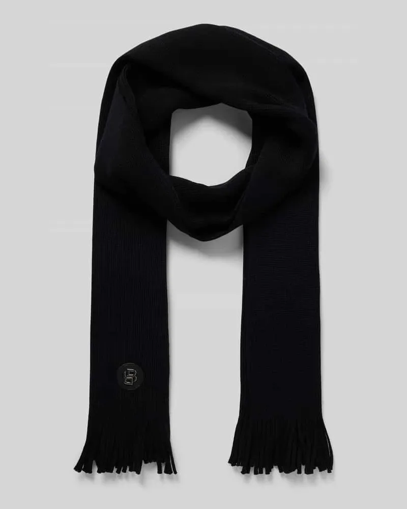 HUGO BOSS Schal aus reiner Schurwolle Modell 'ALBAS_BADGE Black