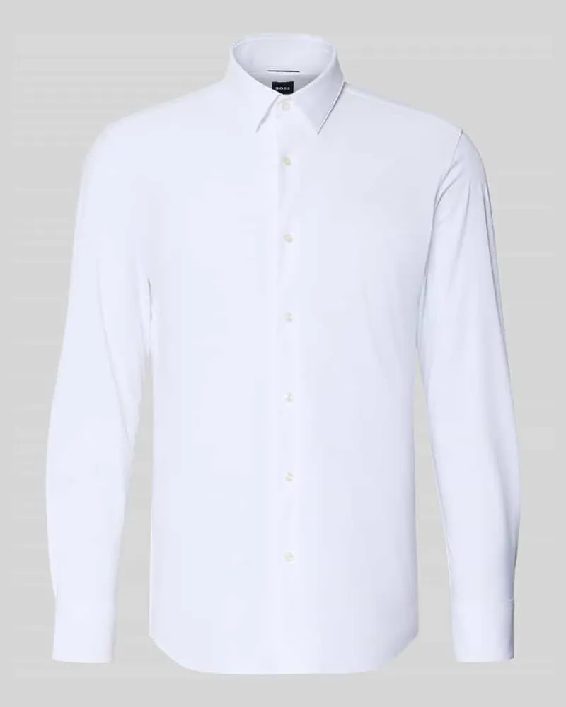 HUGO BOSS Slim Fit Businesshemd mit Kentkragen Modell 'P-HANK-S Weiss