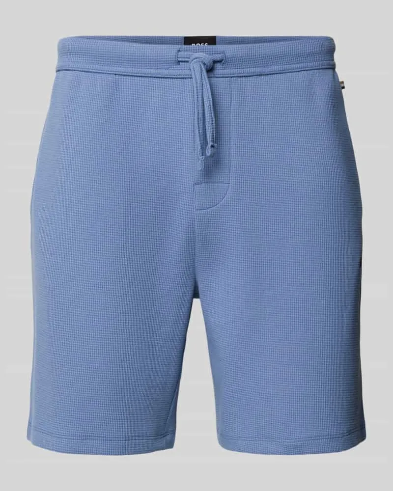 HUGO BOSS Regular Fit Sweatshorts aus Baumwoll-Mix Modell 'WAFFLE Jeansblau