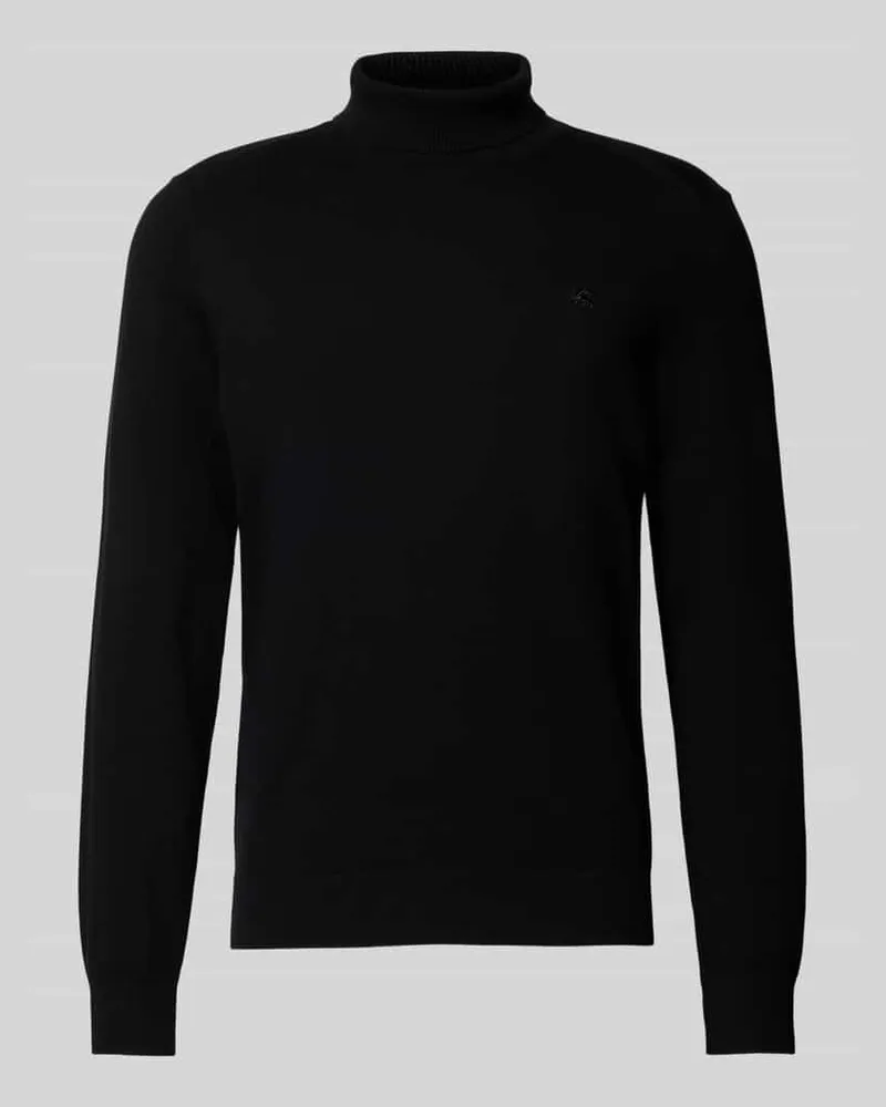 Lerros Rollkragenpullover mit Label-Stitching Black