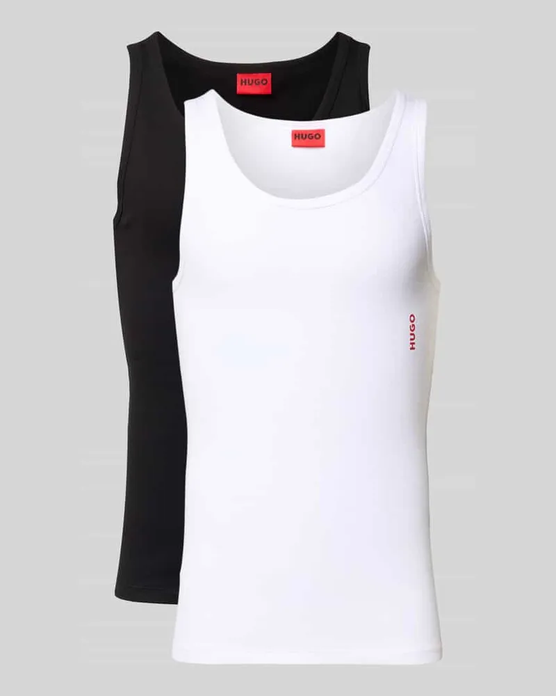 HUGO BOSS Tanktop mit Label-Print im 2er-Pack Black