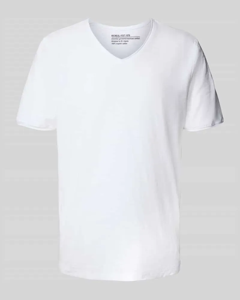 McNeal T-Shirt mit V-Ausschnitt Weiss