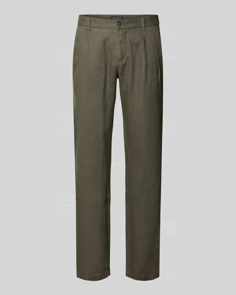 Marc O'Polo Leinenhose Modell 'OSBY JOGGER PLEATS Dunkelbraun