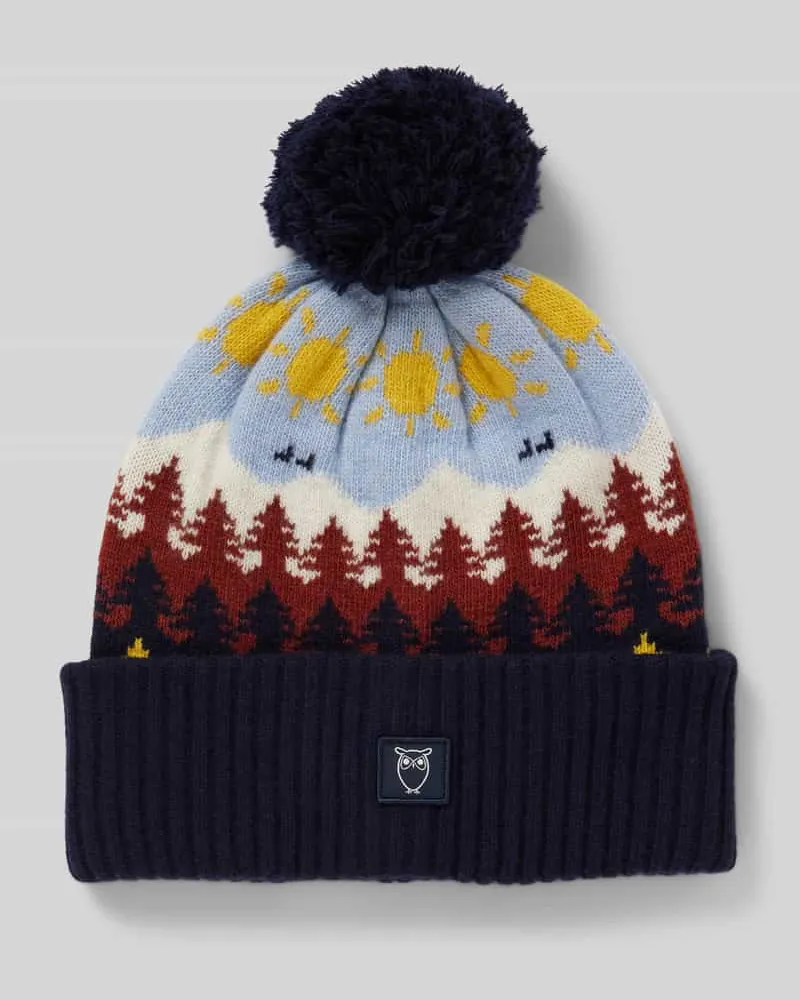 Knowledge Cotton Apparel Pudelmütze aus Wolle mit breiten Umschlag Modell 'Faroe island 