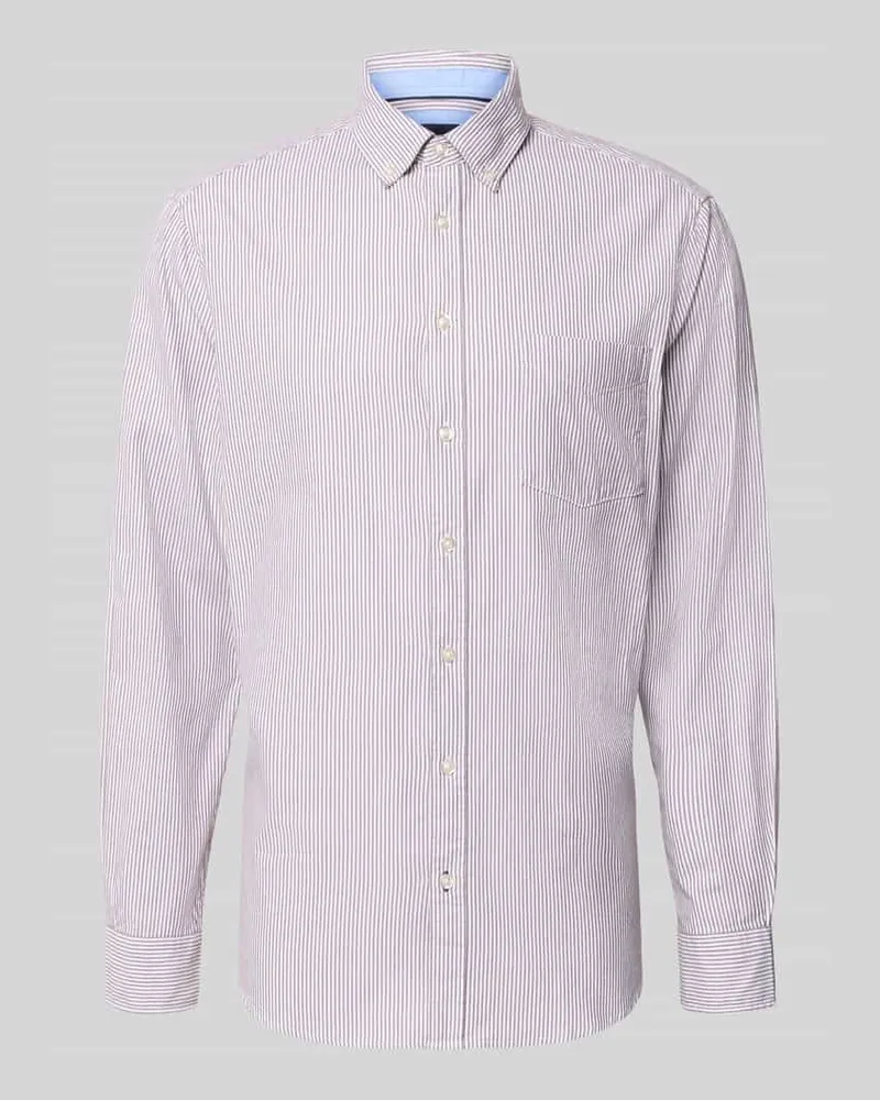 Christian Berg Regular Fit Freizeithemd mit Button-Down-Kragen Bordeaux