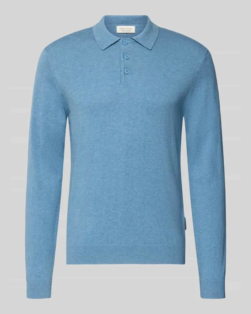 Casual Friday Regular Fit Strickpullover aus Baumwoll-Mix mit Kaschmir-Anteil Bleu