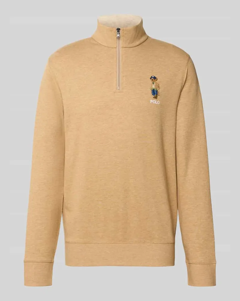 Ralph Lauren Regular Fit Pullover aus Baumwoll-Mix mit Viskose-Anteil mit Polo-Bear-Stitching Camel