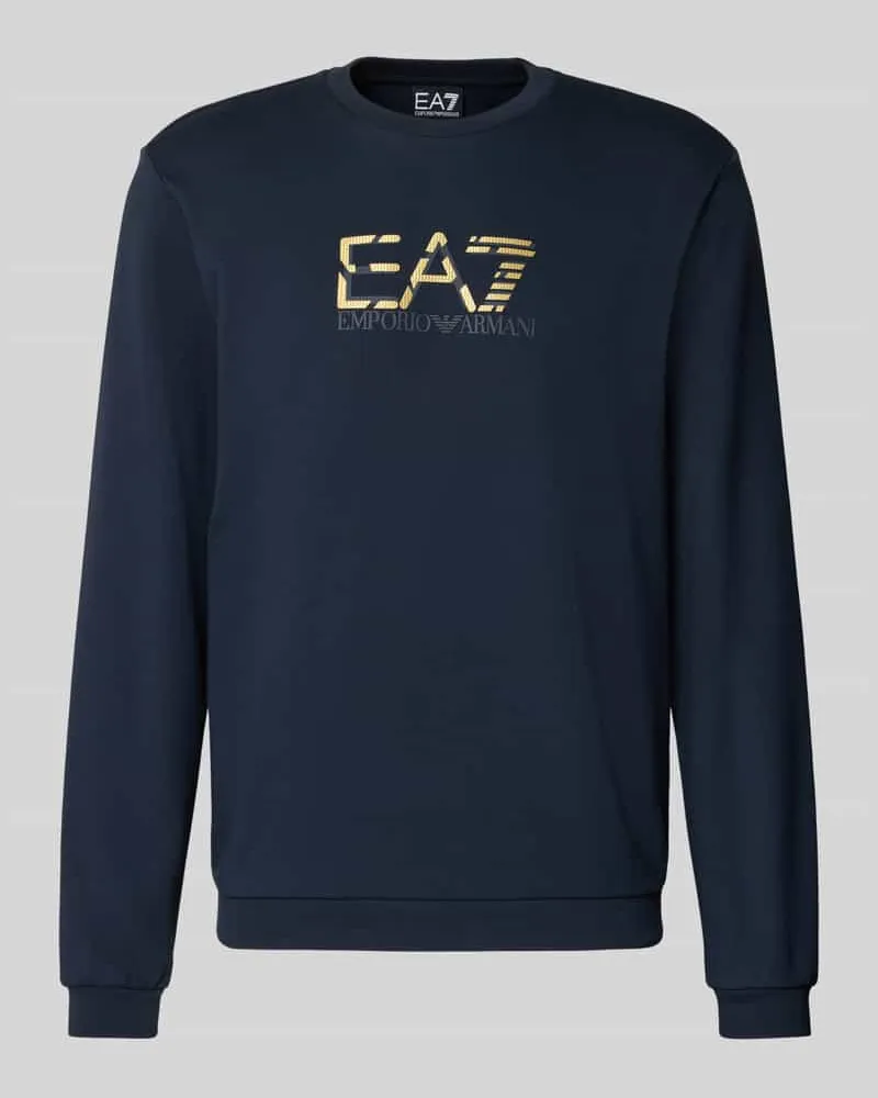 EA7 Sweatshirt mit Logo und Rundhalsausschnitt Dunkelblau