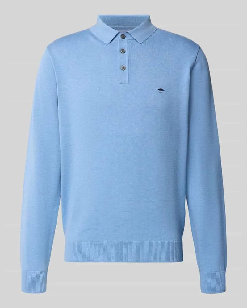 Fynch-Hatton Strickpullover mit Polokragen und Knopfleiste Hellblau