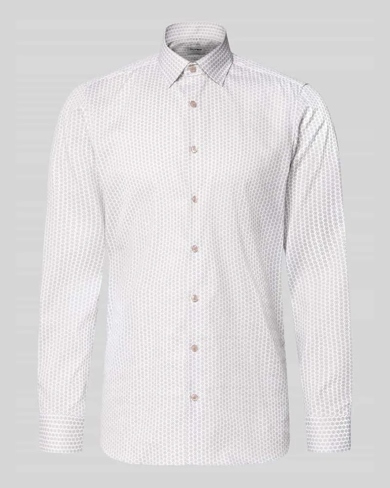 Olymp Slim Fit Businesshemd aus Baumwoll-Mix mit Kentkragen Sand