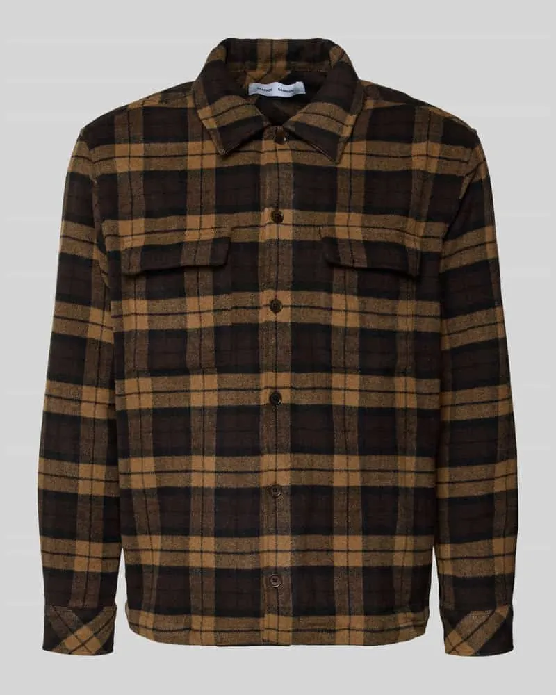 Samsøe & Samsøe Hemdjacke mit Knopfleiste Dunkelbraun