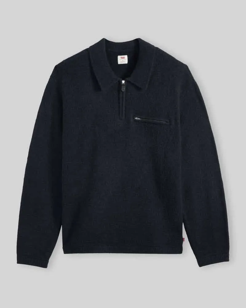 Levi's Relaxed Fit Troyer mit Woll-Anteil Modell 'Boulder Quarter-zip Marine