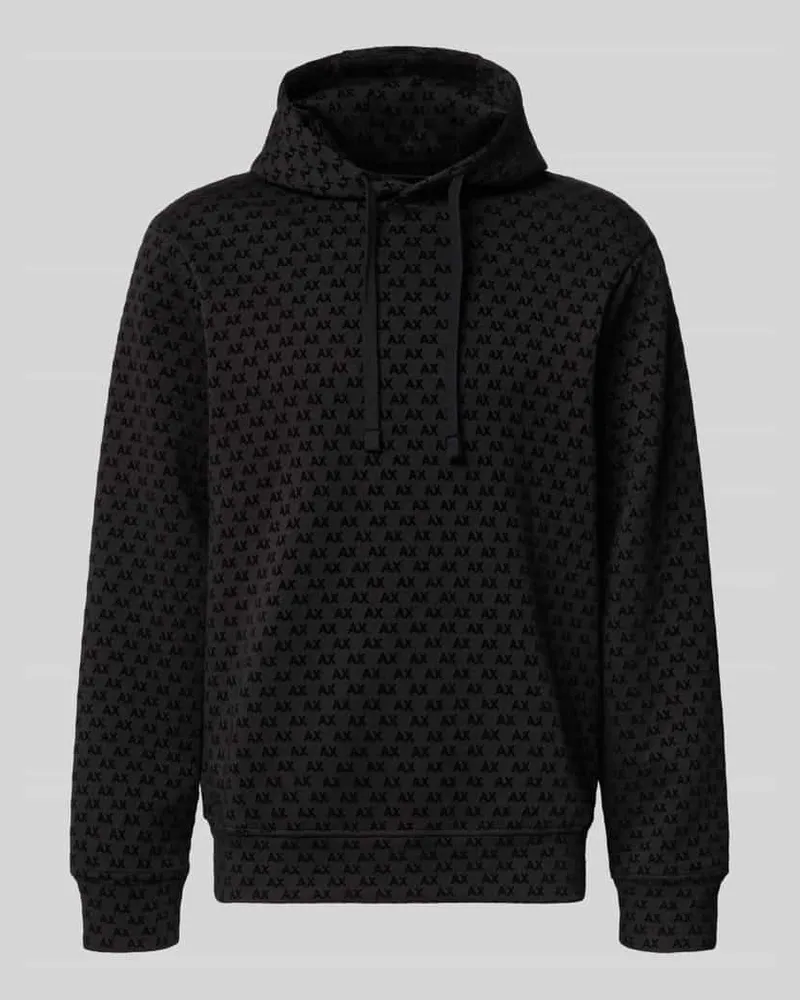 Armani Exchange Regular Fit Hoodie aus Baumwoll-Mix Black