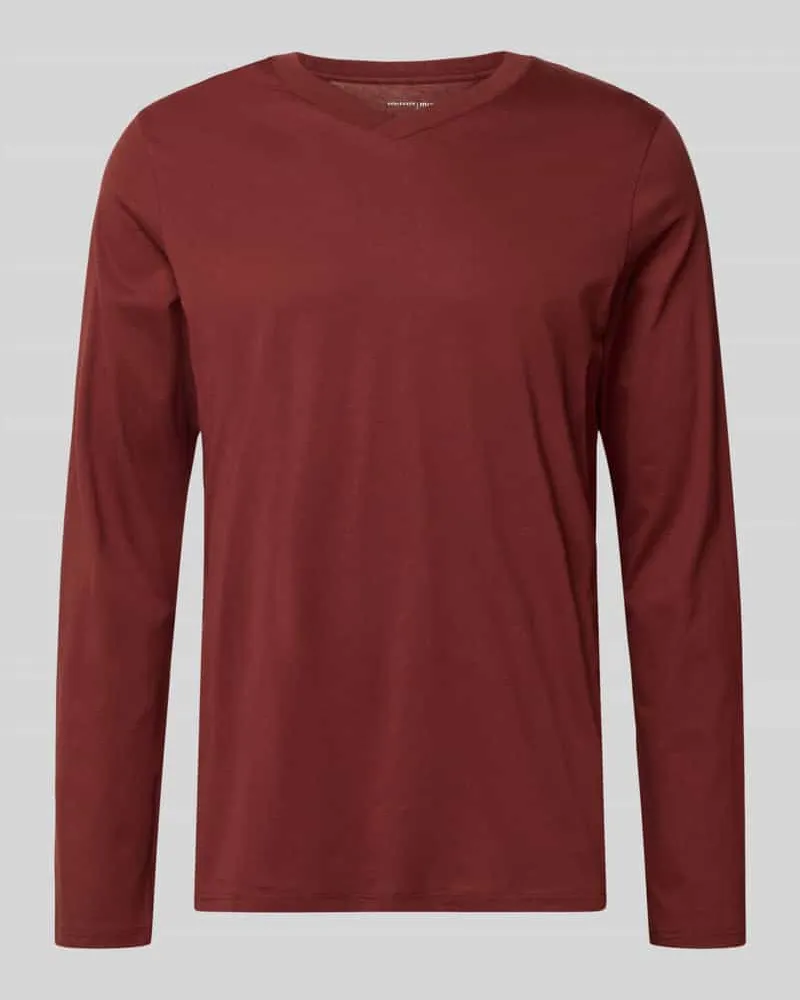 Schiesser Longsleeve mit geripptem V-Ausschnitt Bordeaux