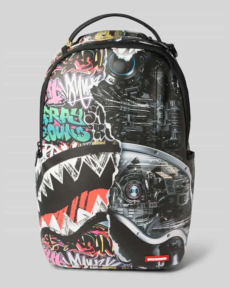 Sprayground Rucksack im Allover-Look Modell 'SPLIT CYBERSHARK DLXSV Black