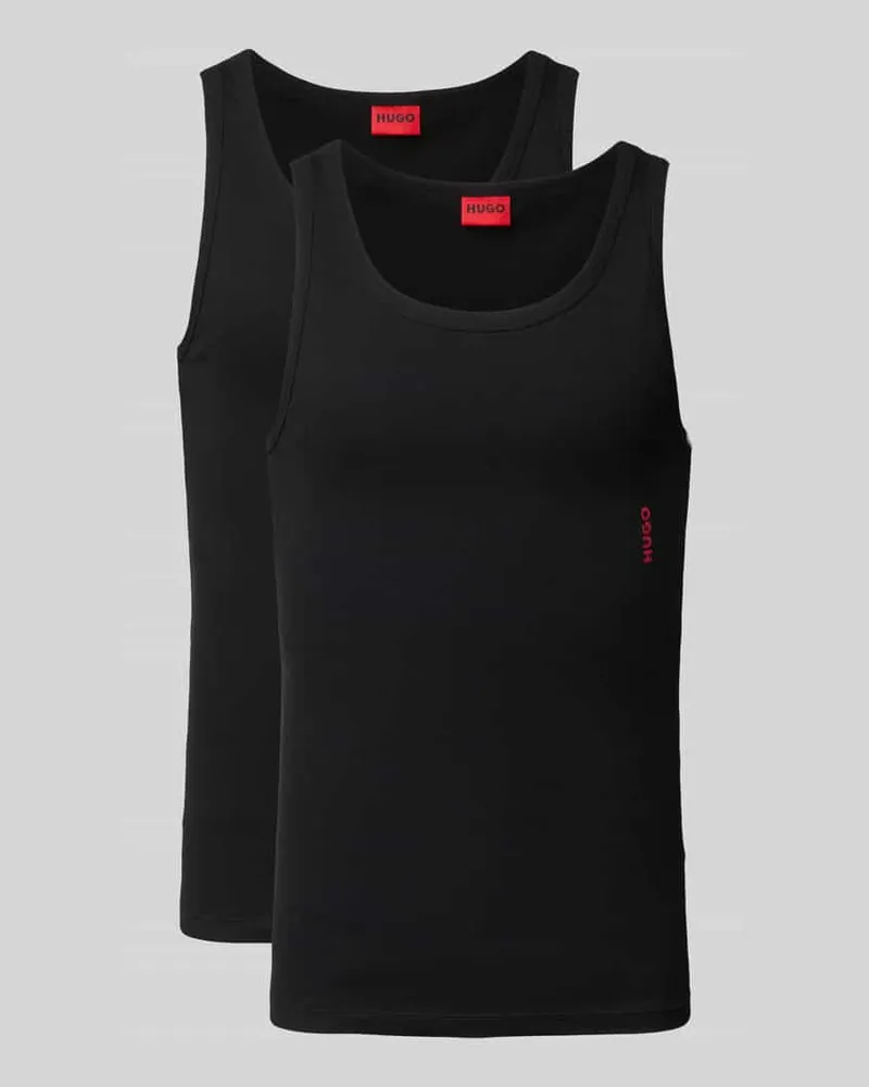 HUGO BOSS Tanktop mit Label-Print im 2er-Pack Black