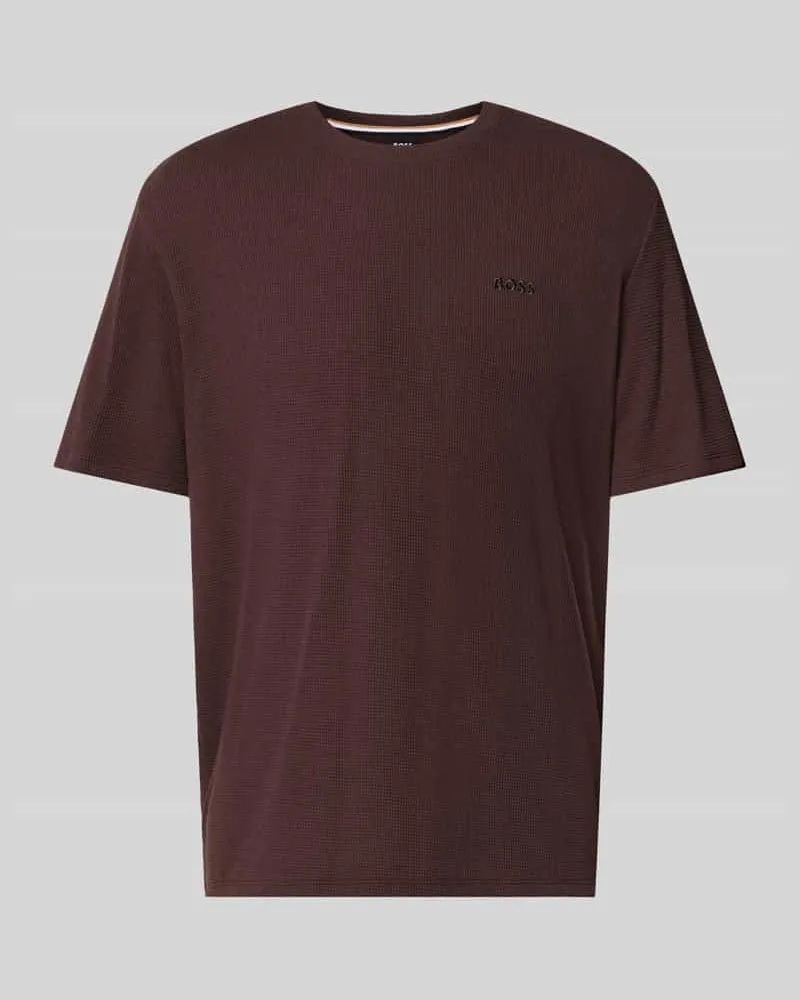 HUGO BOSS Regular Fit T-Shirt aus Baumwoll-Mix Modell 'WAFFLE Dunkelbraun