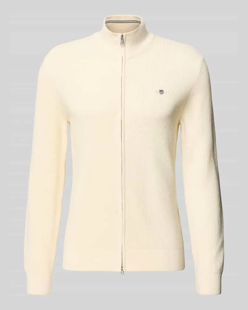 Gant Cardigan mit Zweiwege-Reißverschluss und Label-Stitching Offwhite